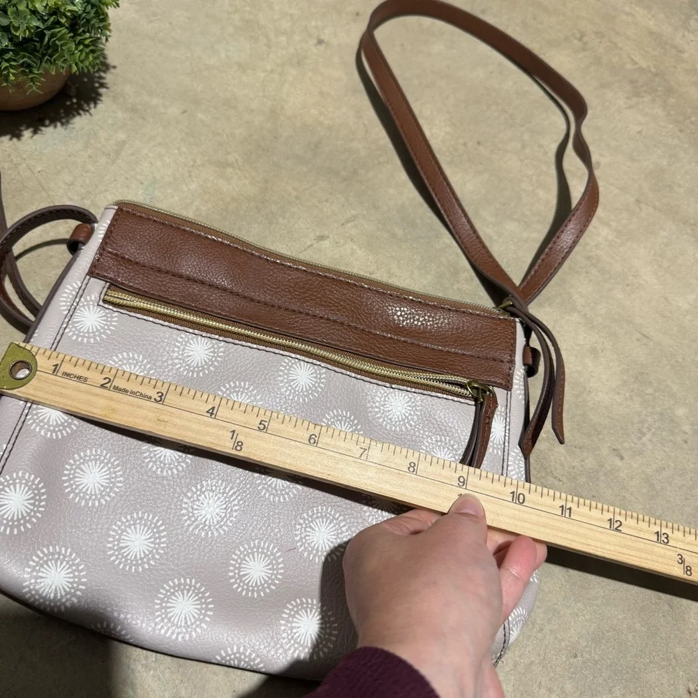 Fossil Felicity Leather Crossbody Bag Purse Dandelion Print Boho Western Cowgirl